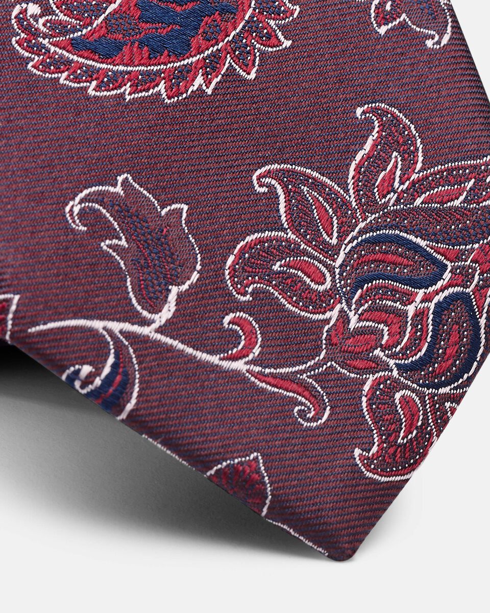 Coltano Slim Paisley Floral Silk Tie, Burgundy, hi-res